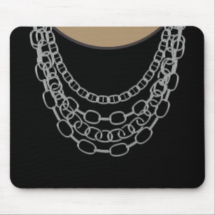 Silver Chains Black Hip Hop Dance Birthday Party Mouse Mat