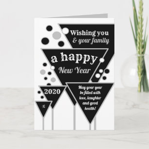 Silver Champagne, New Year Greeting Card