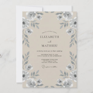Silver Champagne Vine Wedding Invitation