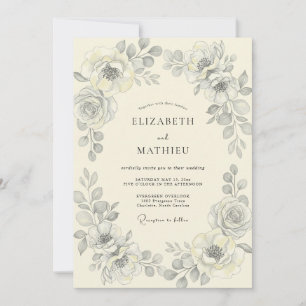 Silver Charcoal Foliage Eucalyptus Wedding Invitation