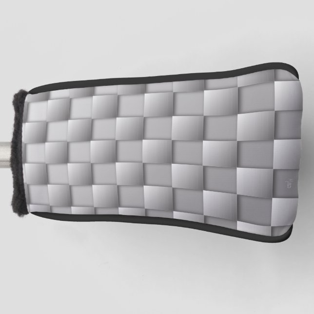 Silver Checkers Golf Head Cover (Front)