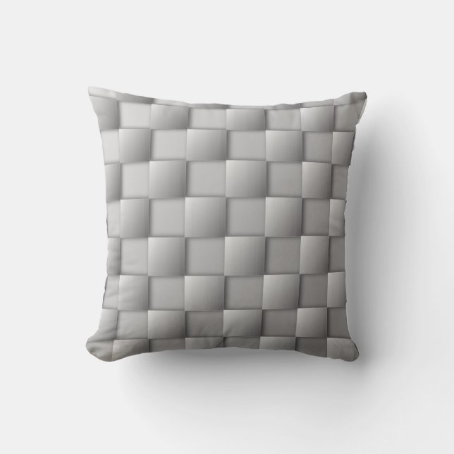 Silver Checkers Lumbar Pillow (Front)