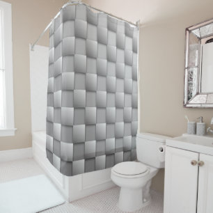 Silver Checkers Shower Curtain