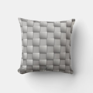 Silver Checkers Throw Pillow