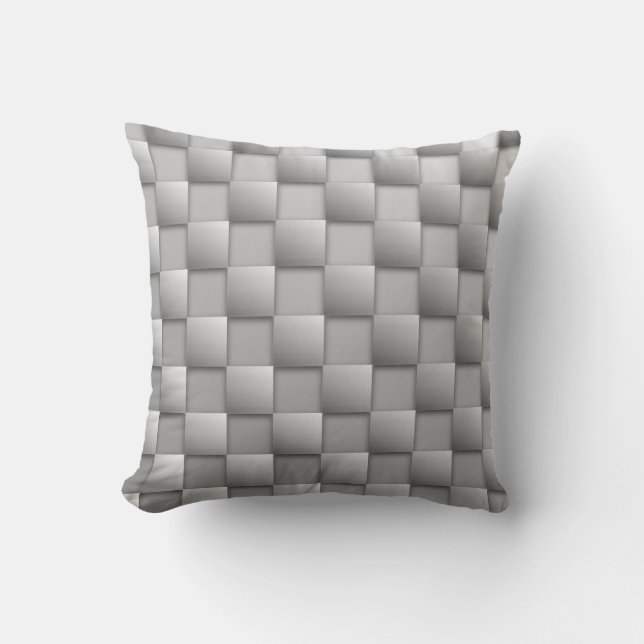 Silver Checkers Throw Pillow (Front)