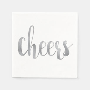 Silver cheers cocktail napkins