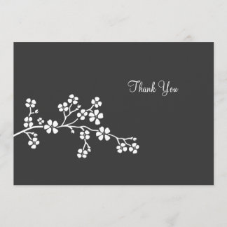 Silver Cherry Blossom Flat Card Thank you note