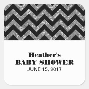 Silver Chevron Glitter Baby Shower Stickers