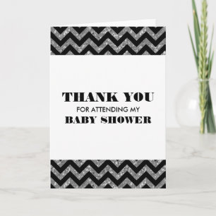 Silver Chevron Glitter Baby Shower Thank You Card