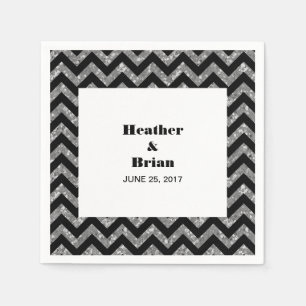 Silver Chevron Glitter Paper Napkins