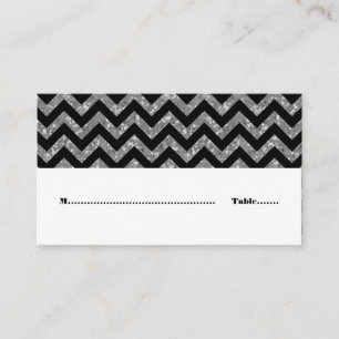 Silver Chevron Glitter Place Card