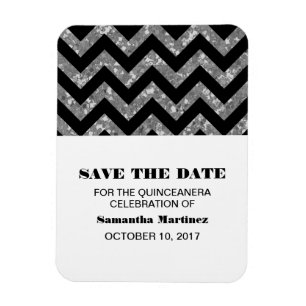 Silver Chevron Glitter Quinceañera Magnet