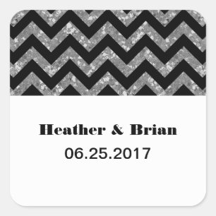 Silver Chevron Glitter Wedding Stickers