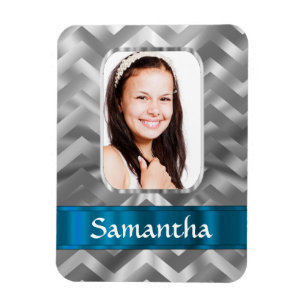 Silver chevron photo template magnet