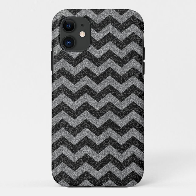 Silver Chevron Sparkly Glitter Case-Mate iPhone Case (Back)