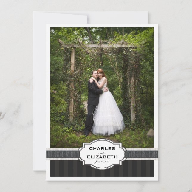 Silver Chic Wedding Thank You Photo Card (Front)