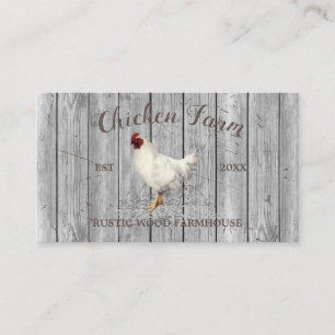 Silver Chicken Wood Rustic Organic Egg Farming Business Card
