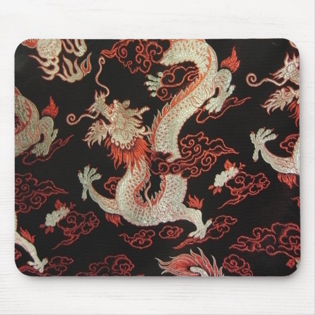 Silver Chinese Dragon Mouse Mat (Front)