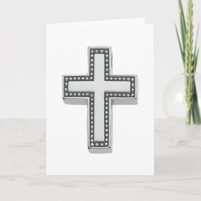 Silver Christian Cross/Easter Holiday Card (Front)