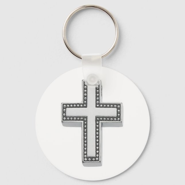 Silver Christian Cross/Easter Key Ring (Front)