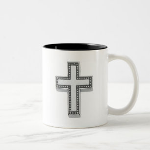 Silver Christian Cross/Easter Two-Tone Coffee Mug