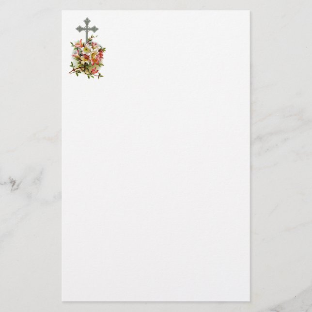 Silver Christian Cross Stationery (Front)