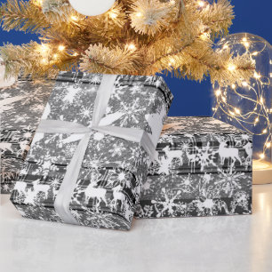 Silver Christmas and snow Wrapping Paper