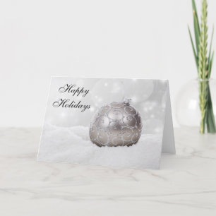 Silver Christmas Ball Ornament Greeting Card
