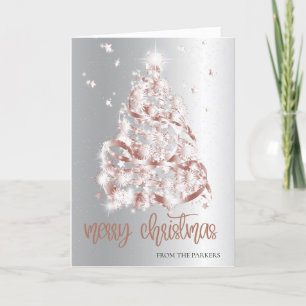 Silver Christmas Cards Elegant Sparkle Tree
