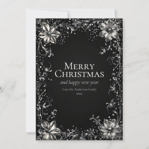 Silver Christmas Flower Greeting Card