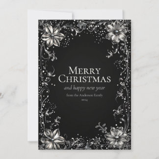 Silver Christmas Flower Greeting Card