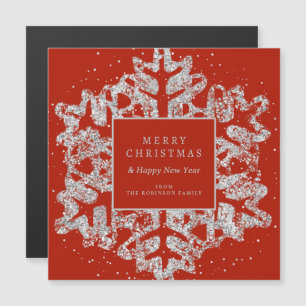 Silver Christmas Glitter Snowflake Corporate Red