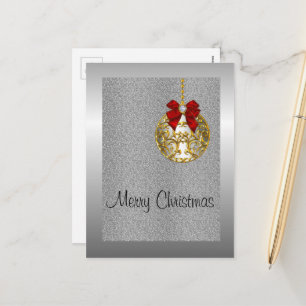 Silver Christmas, Golden Bauble Holiday Postcard