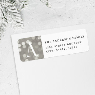 Silver Christmas Lights Holiday Return Address