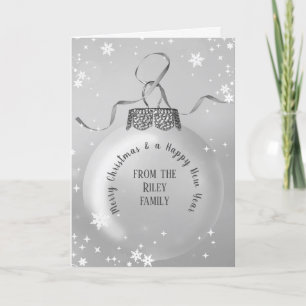Silver Christmas Ornament with Snowflakes Card