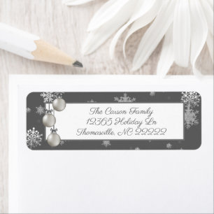 Silver Christmas Ornaments Address Label