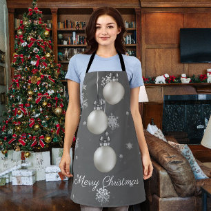Silver Christmas Ornaments Apron