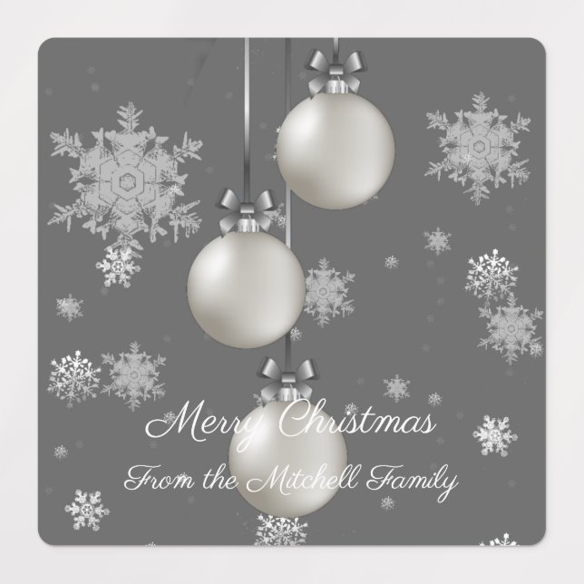 Silver Christmas Ornaments Baking Labels (Design 1)