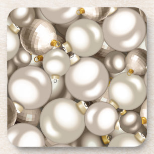 silver christmas ornaments coaster