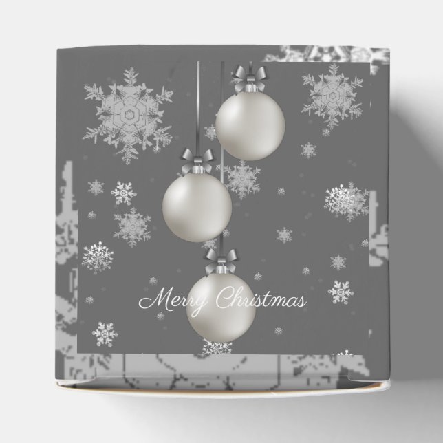 Silver Christmas Ornaments Favour Box (Top)
