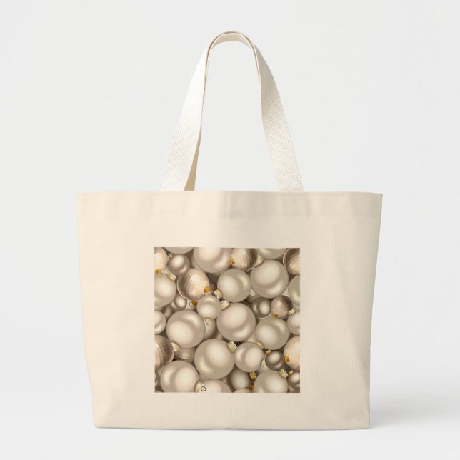 silver christmas ornaments large tote bag (Front)