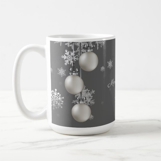 Silver Christmas Ornaments Mug (Left)