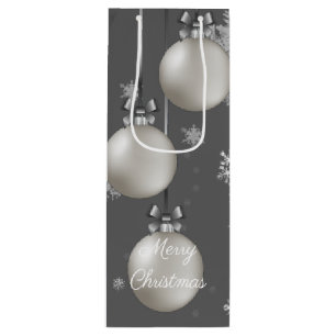 Silver Christmas Ornaments Wine Gift Bag