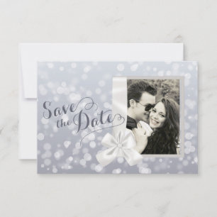Silver Christmas Photo Save the Date