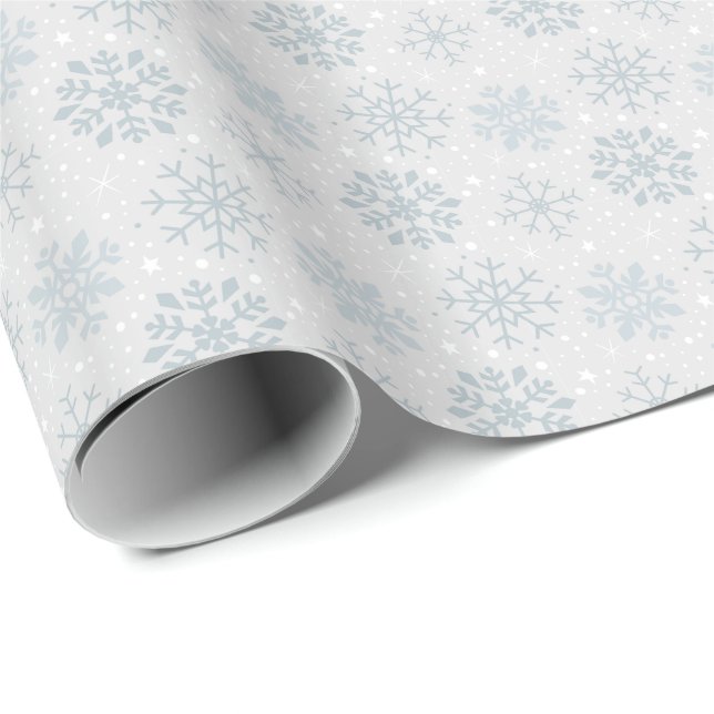 Silver Christmas Snowflake Pattern Wrapping Paper (Roll Corner)