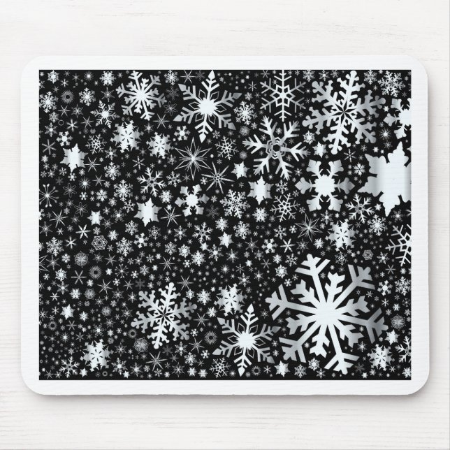 Silver Christmas Snowflakes Mouse Mat (Front)