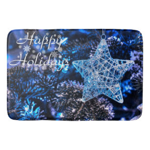 Silver Christmas Star of Bethlehem Ornament Bath Mat
