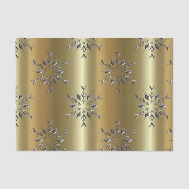 Silver Christmas Stars on Gold Tissue Paper (Front)