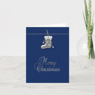 Silver Christmas Stocking - Greeting Card