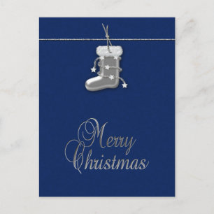 Silver Christmas Stocking - Postcard